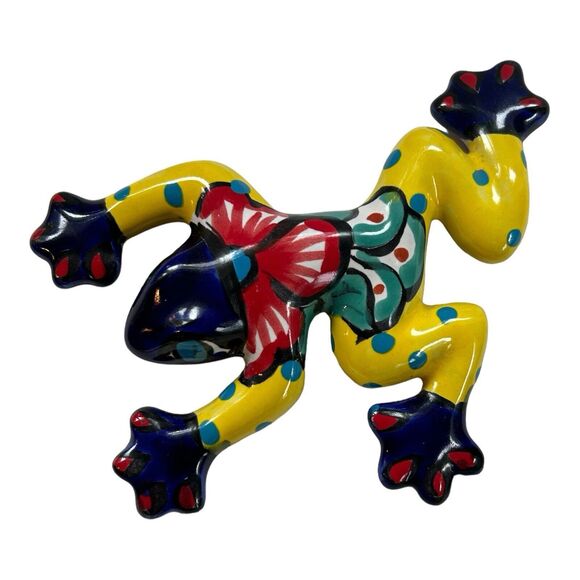 Mexican Talavera Pottery Folk Art TREE FROG - Garden Patio Or Wall Hanging - Picture 4 of 6